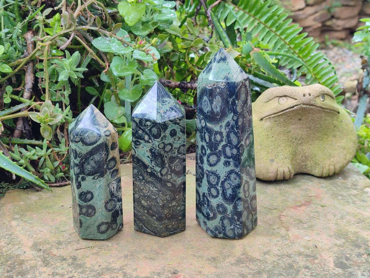 Polished Stromatolite Display Crystal Points x 3 From Katsepy, Madagascar - Toprock Gemstones and Minerals 