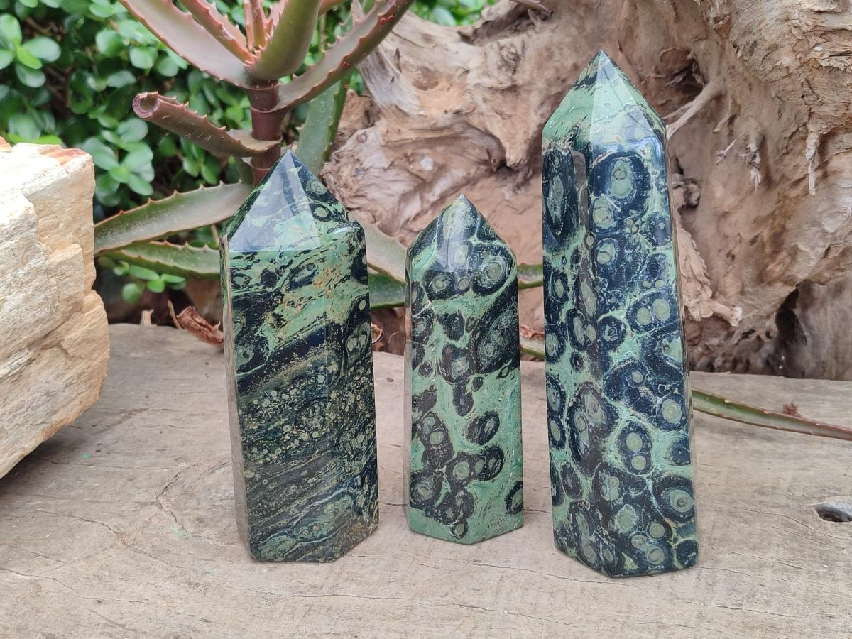 Polished Stromatolite Display Crystal Points x 3 From Katsepy, Madagascar - Toprock Gemstones and Minerals 