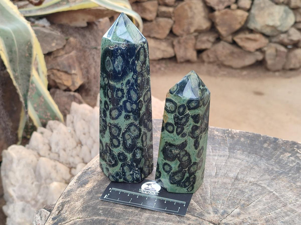 Polished Stromatolite Display Crystal Points x 3 From Katsepy, Madagascar - Toprock Gemstones and Minerals 
