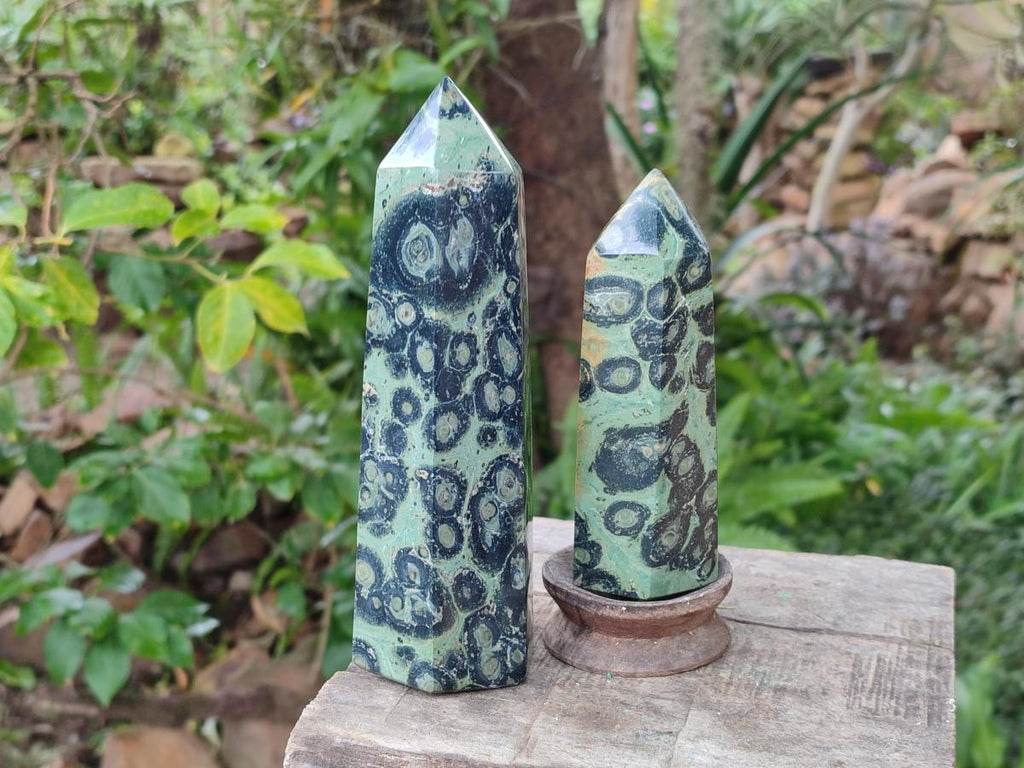 Polished Stromatolite Display Crystal Points x 3 From Katsepy, Madagascar - Toprock Gemstones and Minerals 