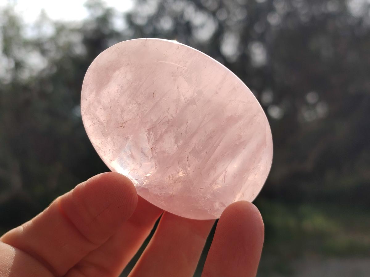 Polished Gemmy Rose Quartz Palm Stones x 24 From Madagascar - Toprock Gemstones and Minerals 