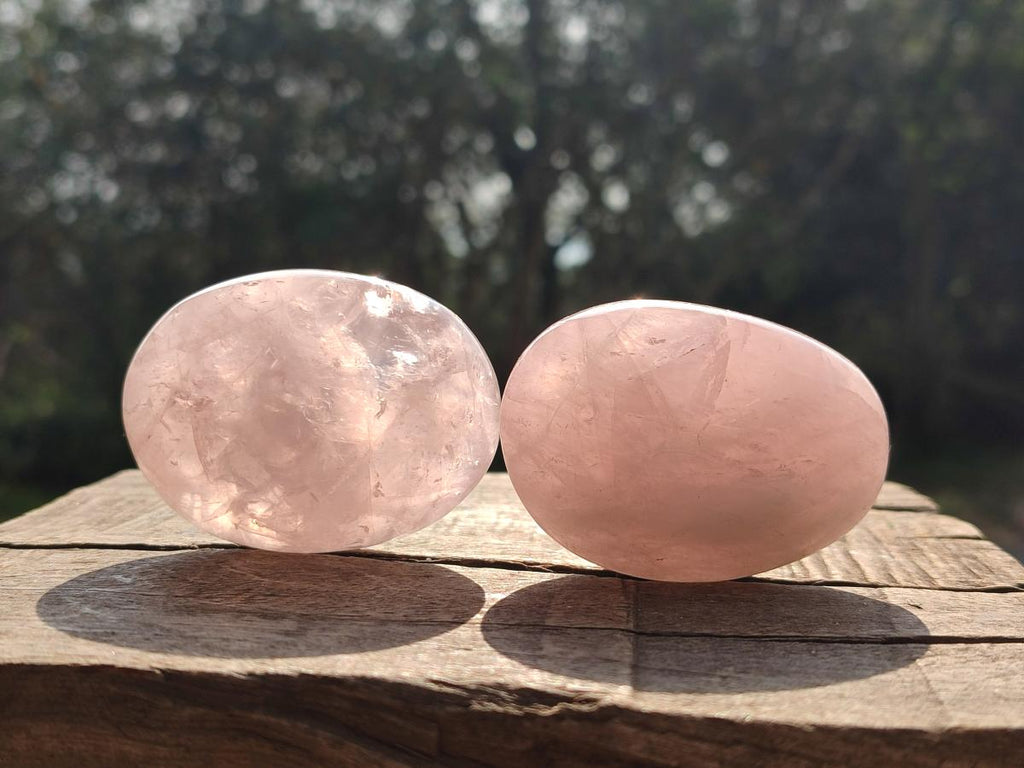 Polished Gemmy Rose Quartz Palm Stones x 24 From Madagascar - Toprock Gemstones and Minerals 