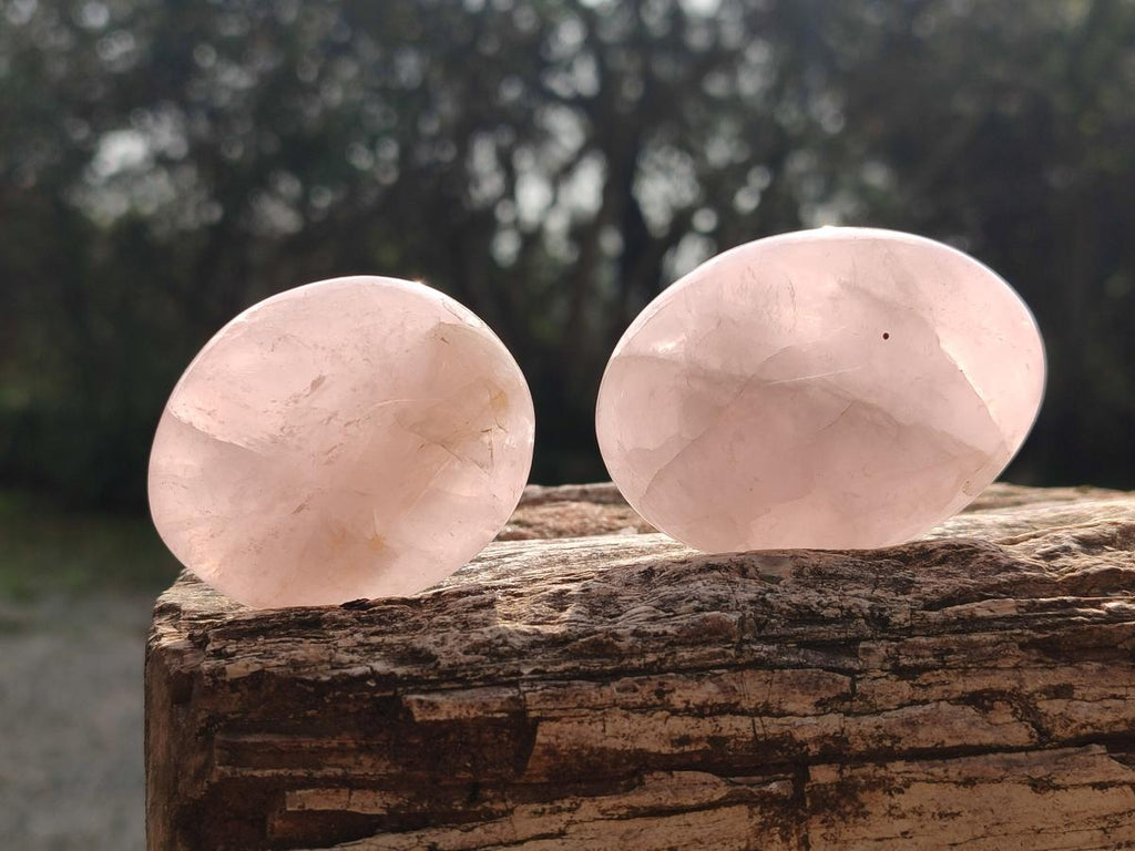 Polished Gemmy Rose Quartz Palm Stones x 24 From Madagascar - Toprock Gemstones and Minerals 