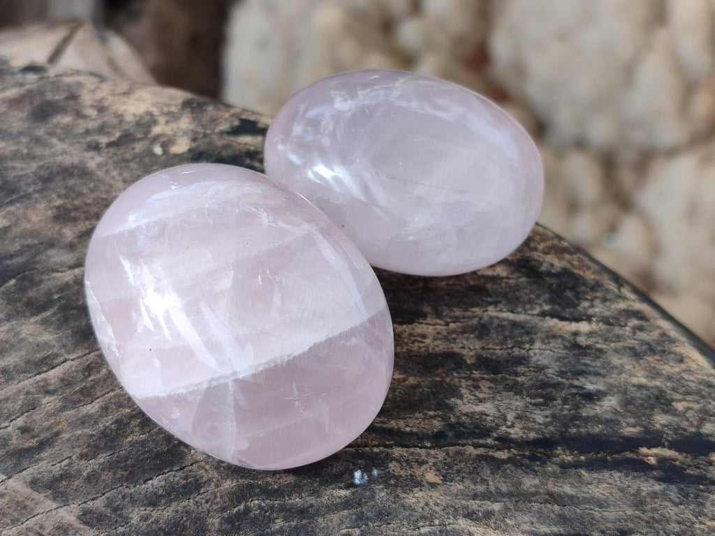 Polished Gemmy Rose Quartz Palm Stones x 24 From Madagascar - Toprock Gemstones and Minerals 