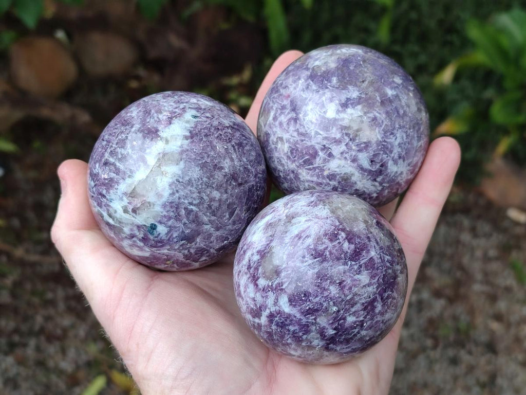 Polished Lepidolite Spheres x 4 From Ambatondrazaka, Madagascar - Toprock Gemstones and Minerals 