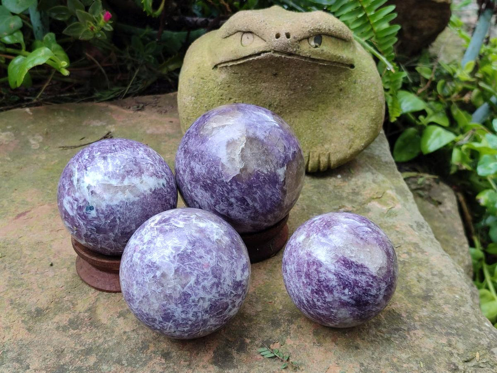 Polished Lepidolite Spheres x 4 From Ambatondrazaka, Madagascar - Toprock Gemstones and Minerals 