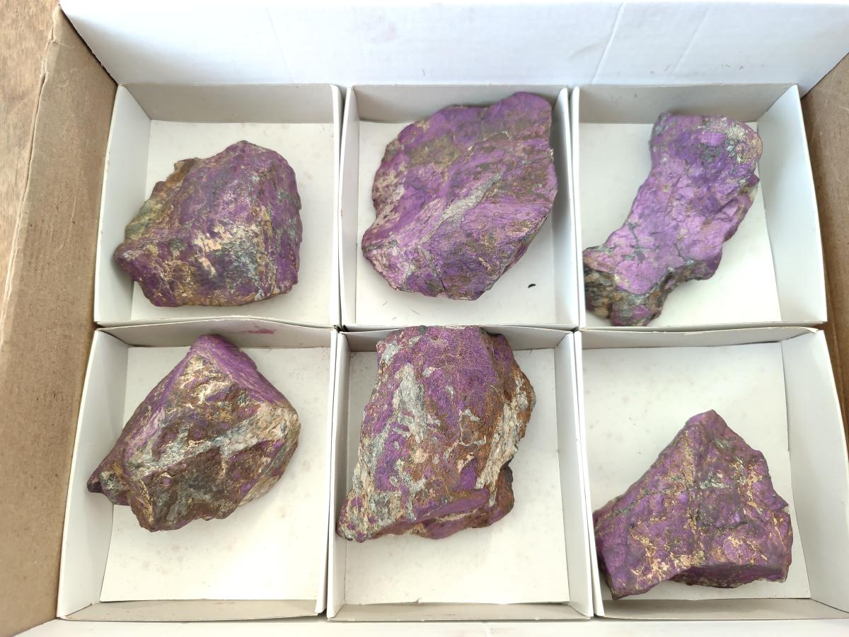 Natural Metallic Cobbed Purpurite Specimens x 6 From Erongo, Namibia - Toprock Gemstones and Minerals 