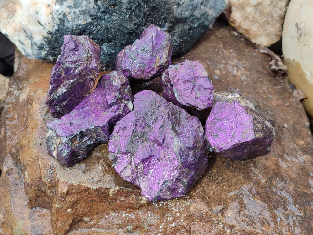Natural Metallic Cobbed Purpurite Specimens x 6 From Erongo, Namibia - Toprock Gemstones and Minerals 