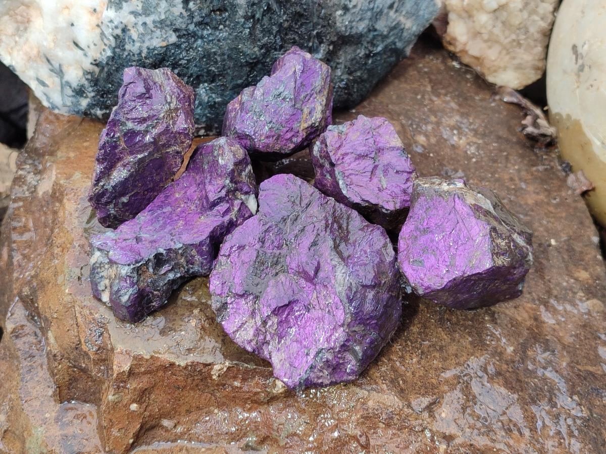 Natural Metallic Cobbed Purpurite Specimens x 6 From Erongo, Namibia - Toprock Gemstones and Minerals 