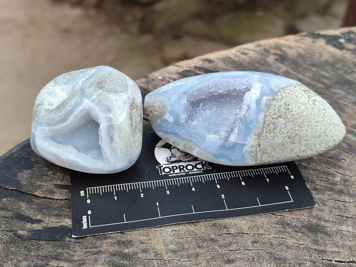 Polished Blue Lace Agate Free Forms x 12 From Nsanje, Malawi - Toprock Gemstones and Minerals 