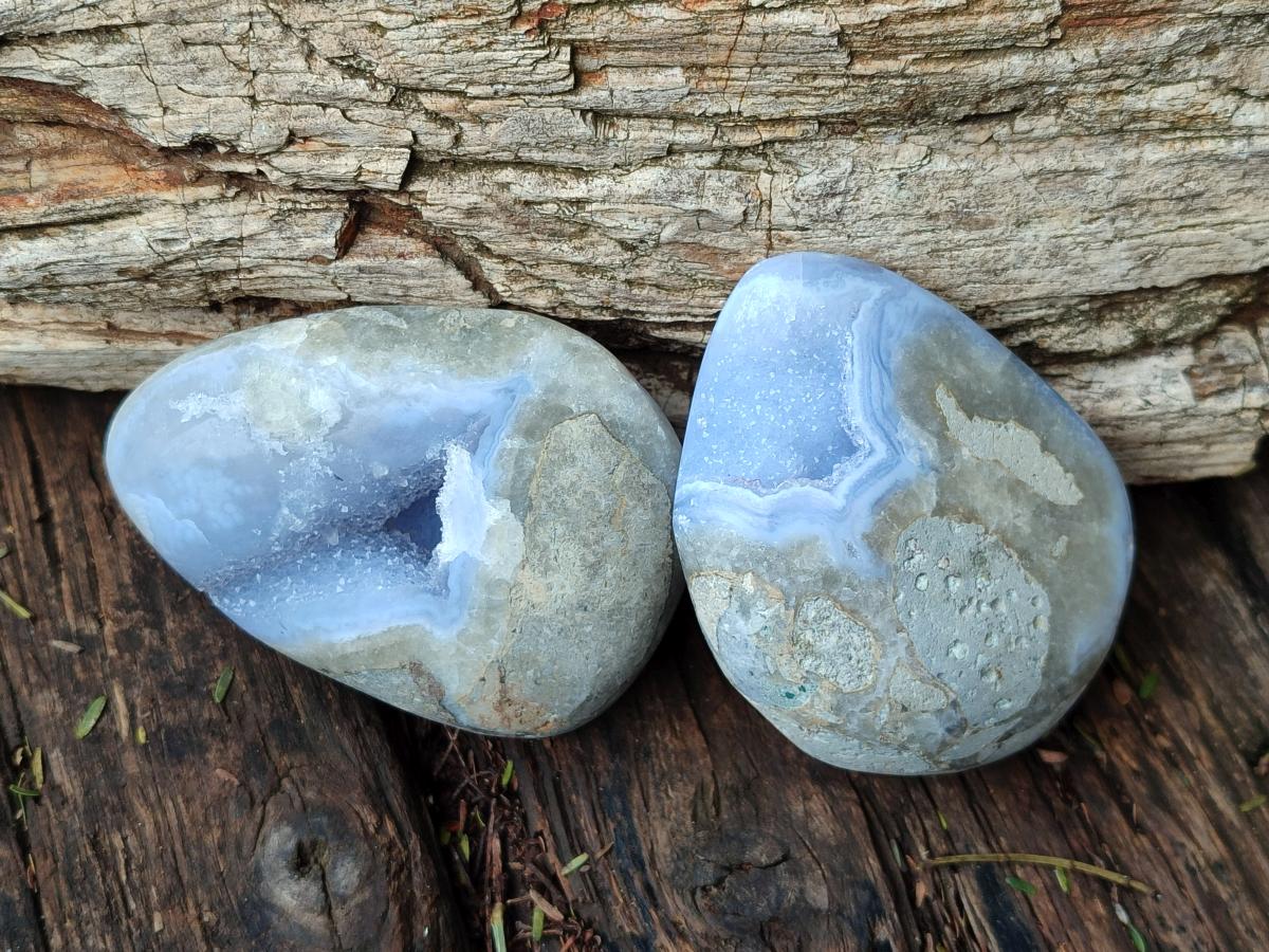 Polished Blue Lace Agate Free Forms x 12 From Nsanje, Malawi - Toprock Gemstones and Minerals 