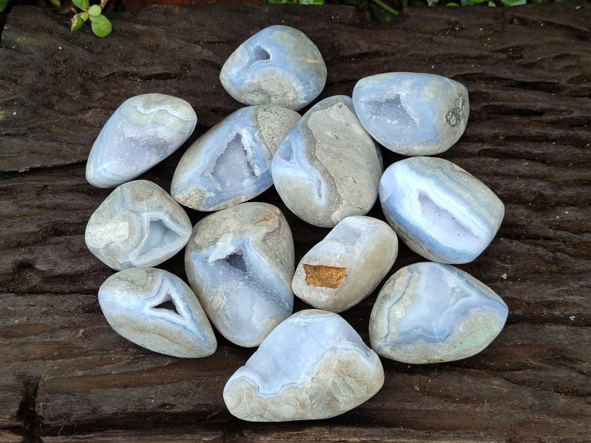 Polished Blue Lace Agate Free Forms x 12 From Nsanje, Malawi - Toprock Gemstones and Minerals 