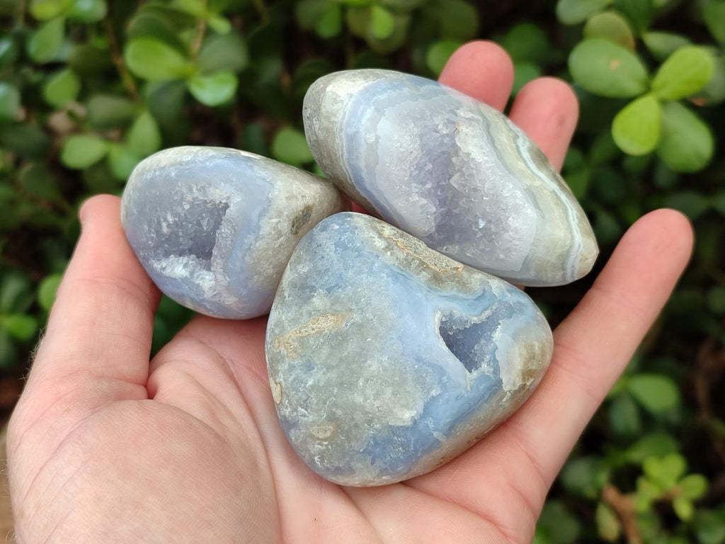 Polished Blue Lace Agate Free Forms x 12 From Nsanje, Malawi - Toprock Gemstones and Minerals 
