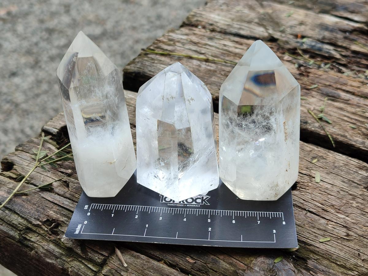 Polished Clear Quartz Display Crystal Points x 12 From Madagascar - Toprock Gemstones and Minerals 