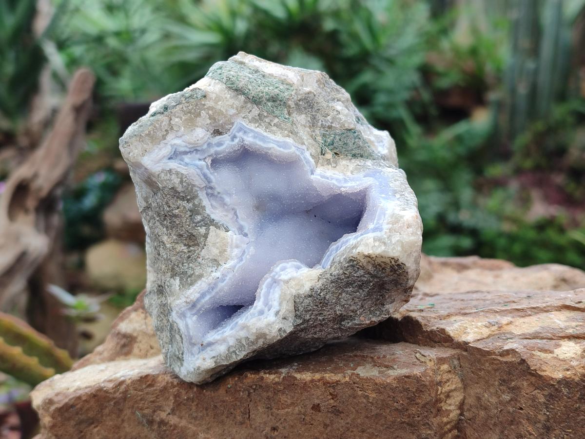 Natural Blue Lace Agate Geode Specimens x 4 From Nsanje, Malawi - Toprock Gemstones and Minerals 