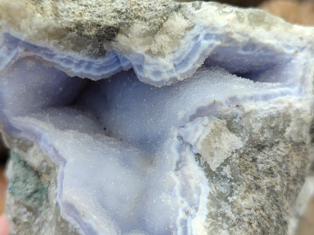 Natural Blue Lace Agate Geode Specimens x 4 From Nsanje, Malawi - Toprock Gemstones and Minerals 