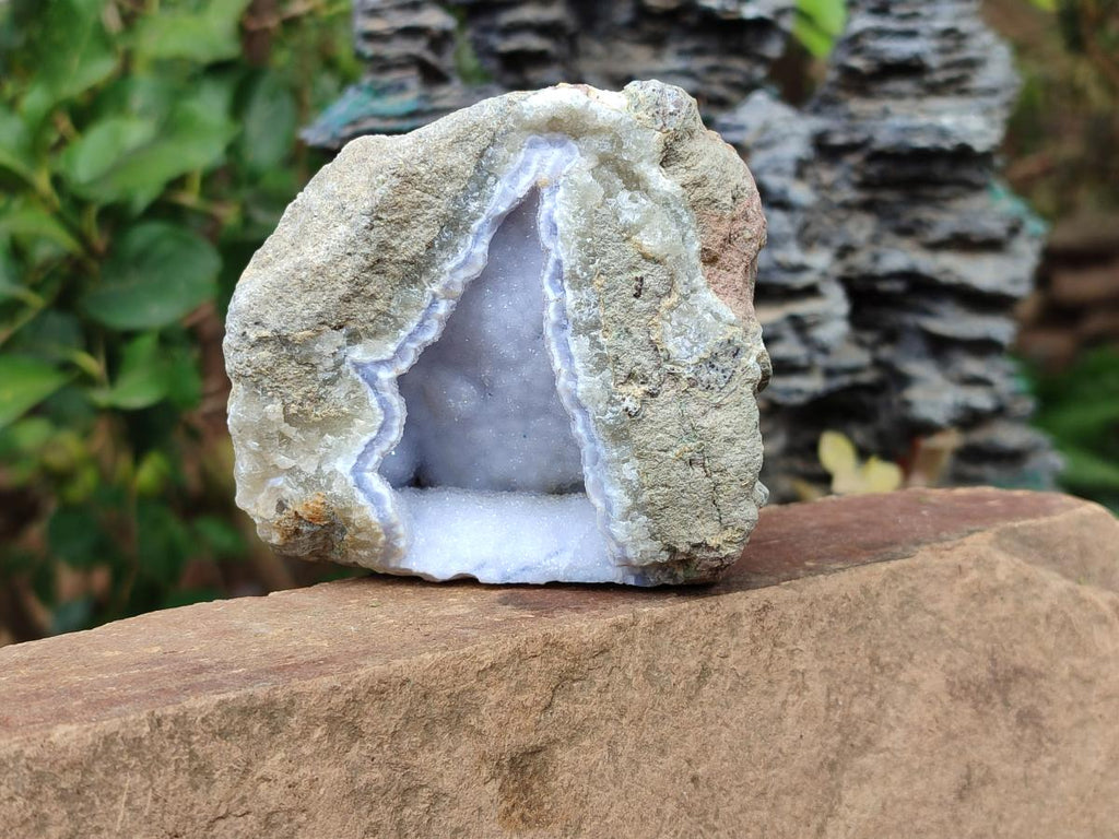 Natural Blue Lace Agate Geode Specimens x 4 From Nsanje, Malawi - Toprock Gemstones and Minerals 