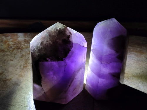 Polished Chevron Amethyst Display Crystal Points x 2 From Madagascar - Toprock Gemstones and Minerals 