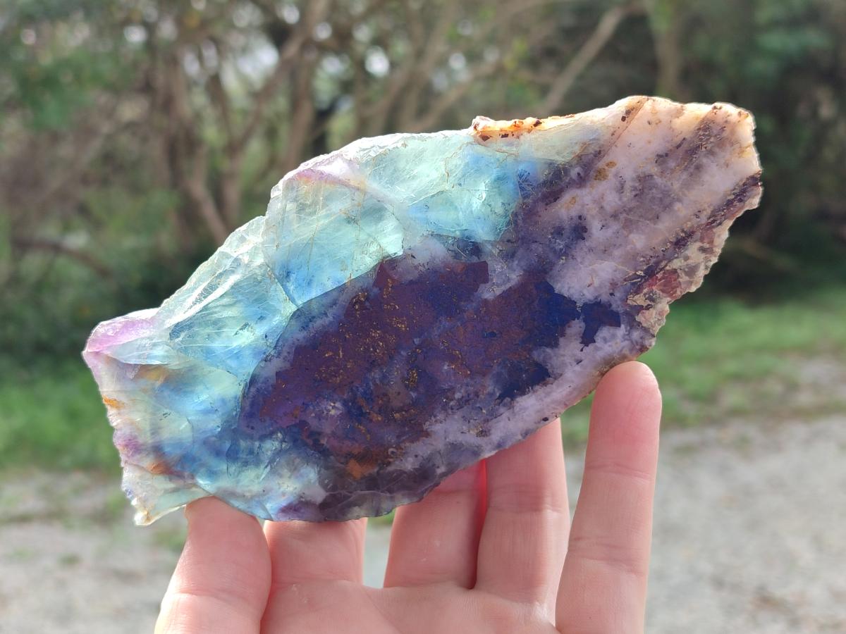 Polished Watermelon Fluorite Slices x 6 From Madagascar - Toprock Gemstones and Minerals 