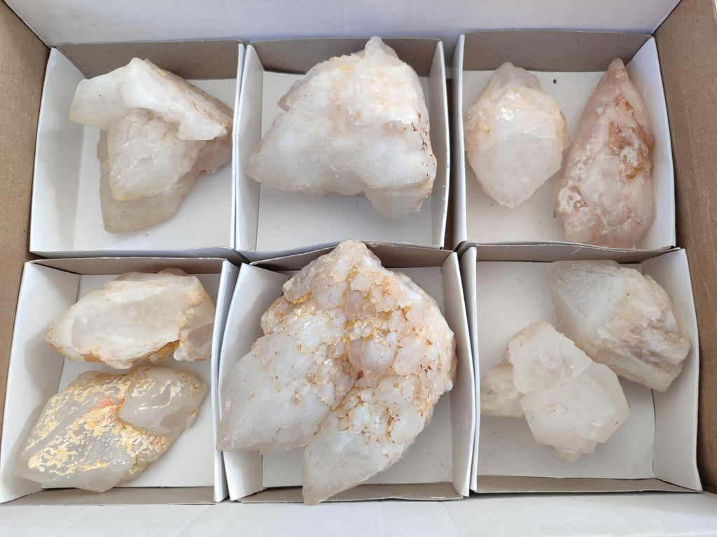 Natural Cascading "Anananas" Candle Quartz Crystals and Clusters x 9 From Antsirabe, Madagascar - Toprock Gemstones and Minerals 