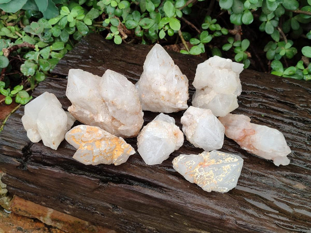 Natural Cascading "Anananas" Candle Quartz Crystals and Clusters x 9 From Antsirabe, Madagascar - Toprock Gemstones and Minerals 