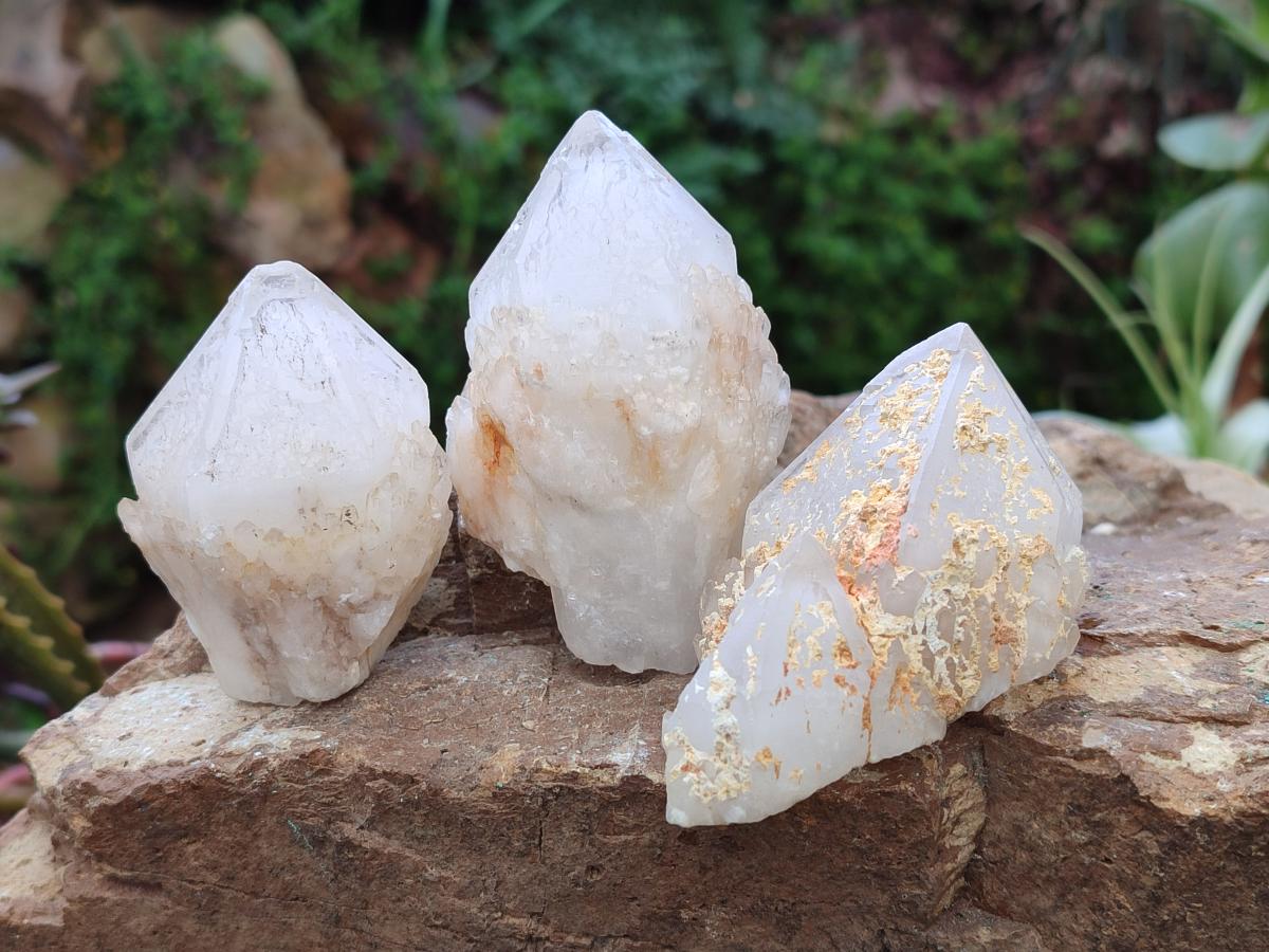 Natural Cascading "Anananas" Candle Quartz Crystals and Clusters x 9 From Antsirabe, Madagascar - Toprock Gemstones and Minerals 