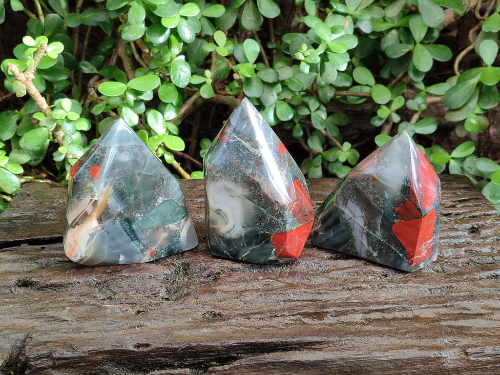 Polished Bloodstone Display Crystal Points x 3 From Swaziland - Toprock Gemstones and Minerals 