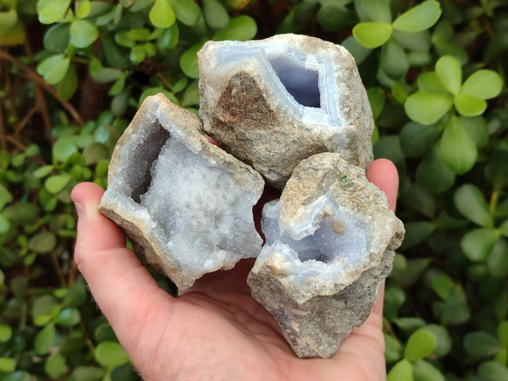 Natural Blue Lace Agate Geode Specimens x 12 From Nsanje, Malawi - Toprock Gemstones and Minerals 