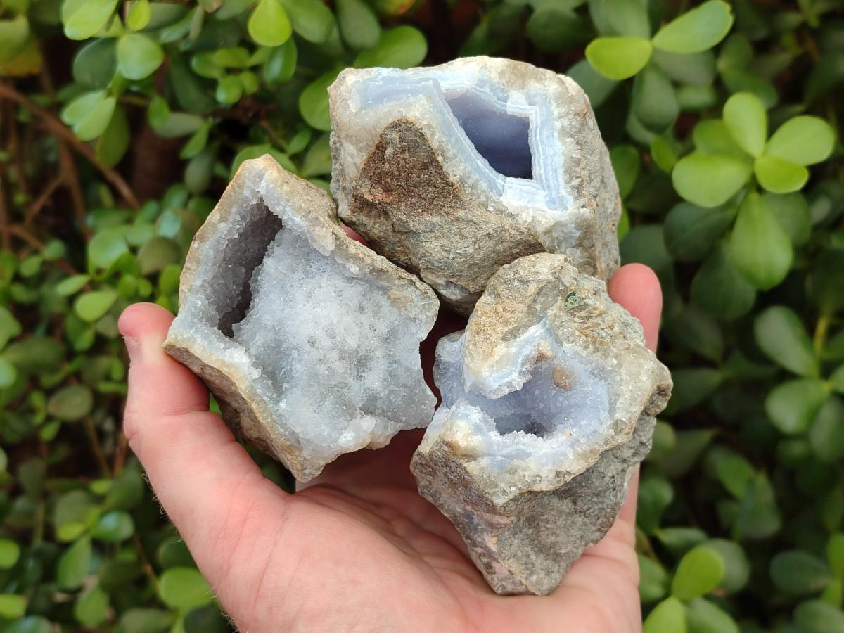 Natural Blue Lace Agate Geode Specimens x 12 From Nsanje, Malawi - Toprock Gemstones and Minerals 