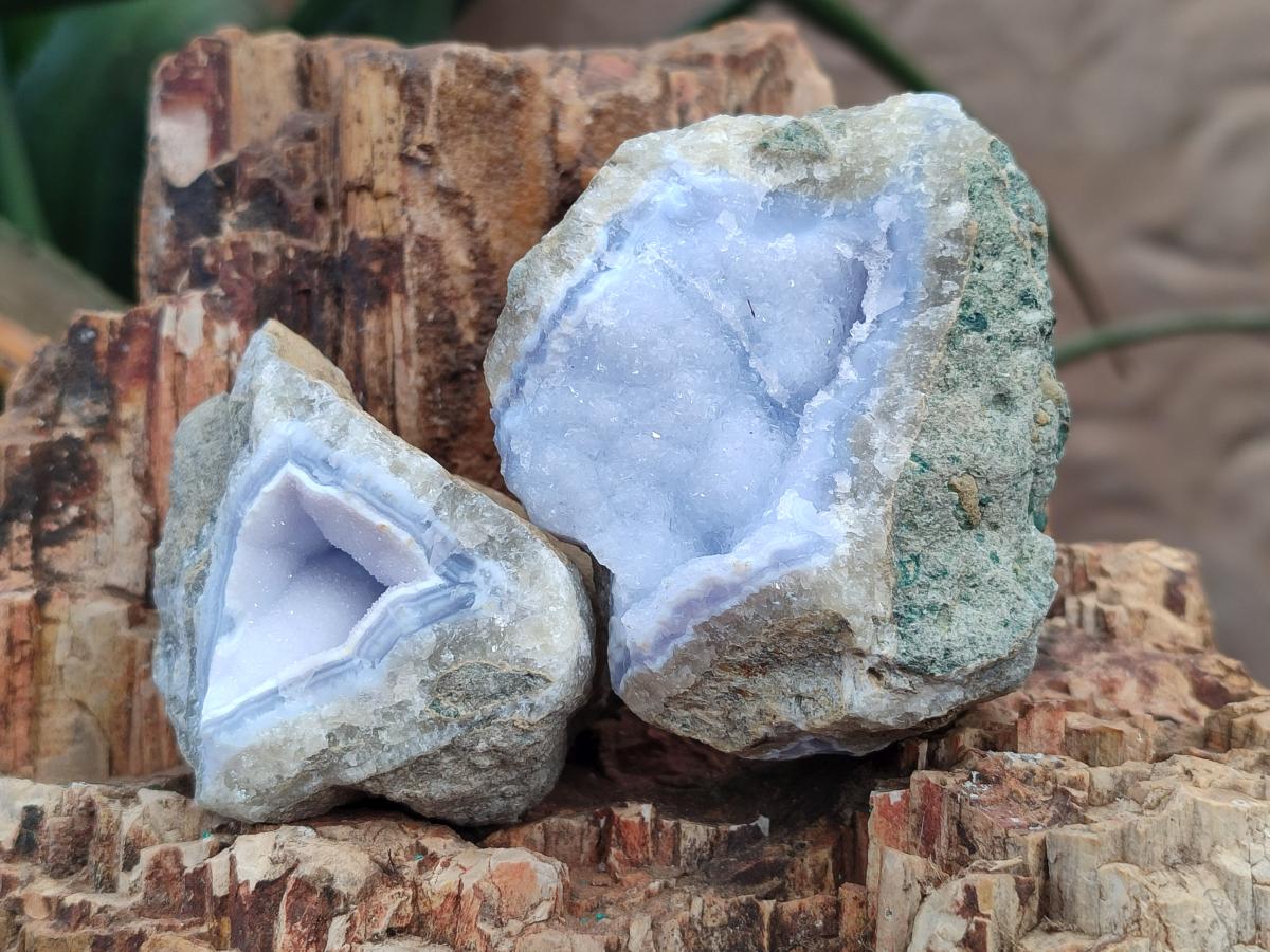 Natural Blue Lace Agate Geode Specimens x 12 From Nsanje, Malawi - Toprock Gemstones and Minerals 