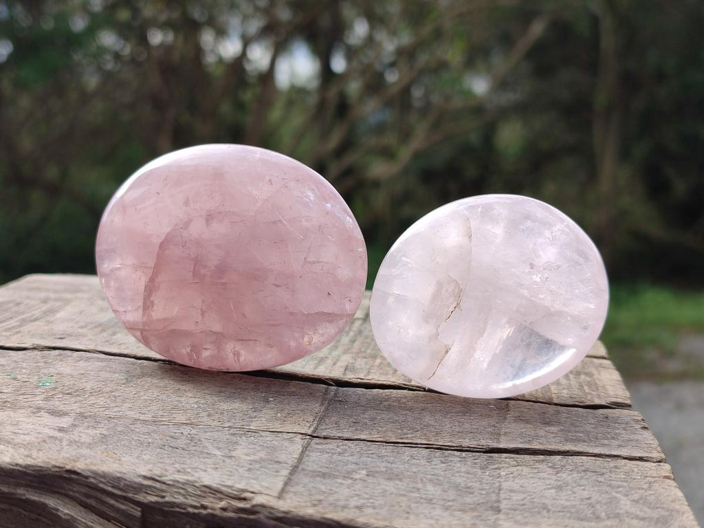 Polished Gemmy Rose Quartz Palm Stones x 24 From Madagascar - Toprock Gemstones and Minerals 