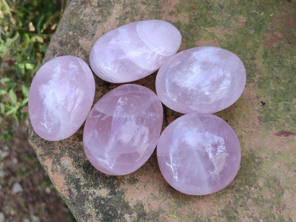 Polished Gemmy Rose Quartz Palm Stones x 24 From Madagascar - Toprock Gemstones and Minerals 