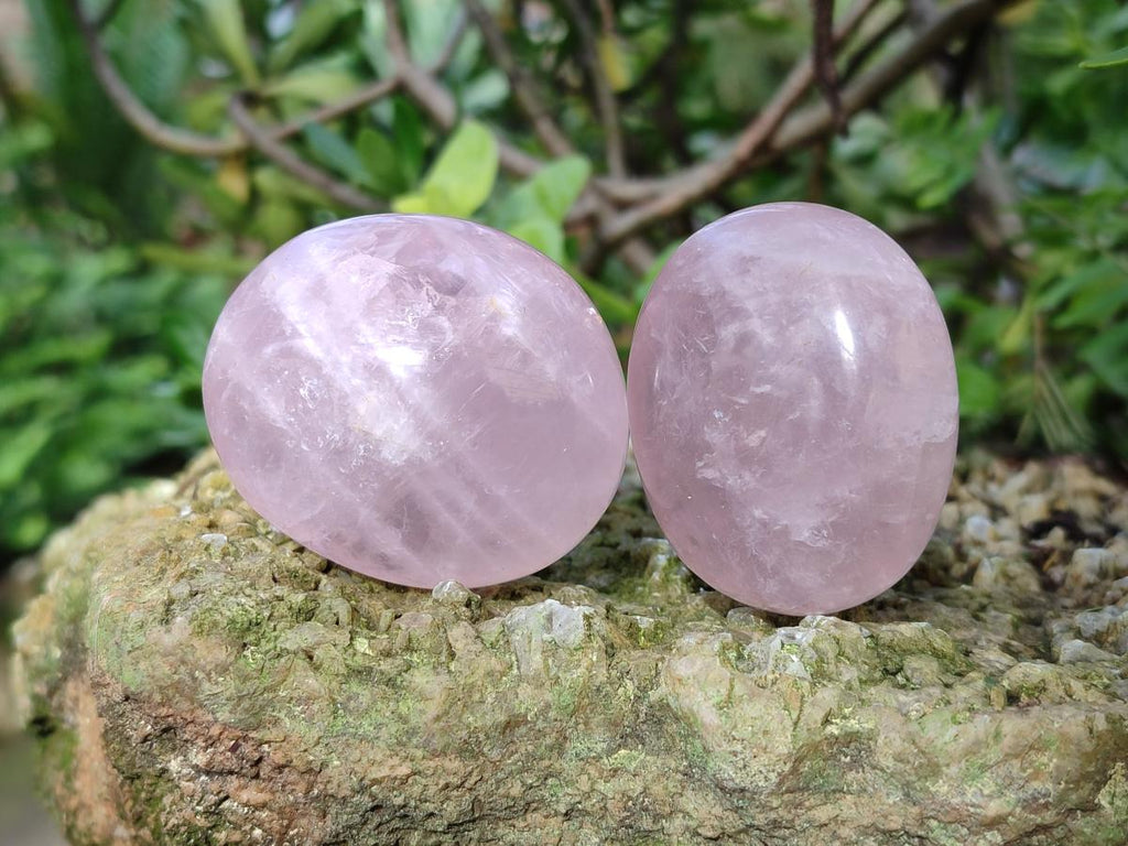 Polished Gemmy Rose Quartz Palm Stones x 24 From Madagascar - Toprock Gemstones and Minerals 