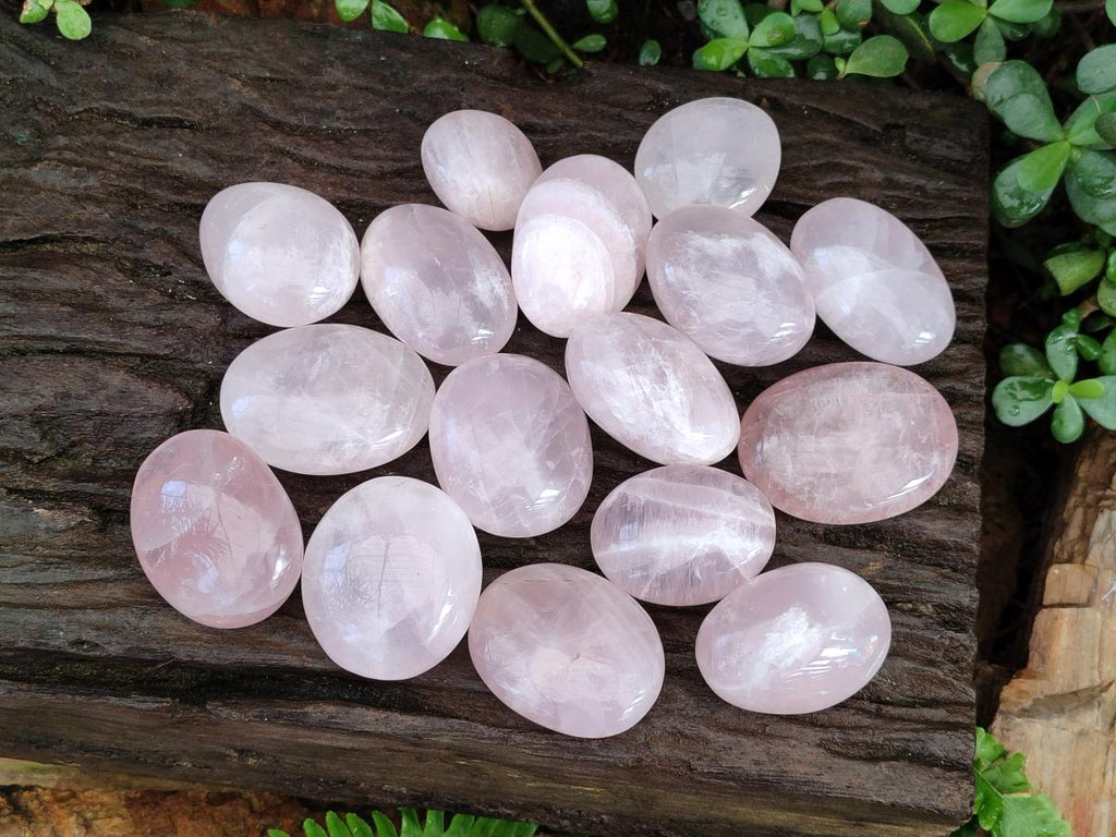 Polished Gemmy Rose Quartz Palm Stones x 24 From Madagascar - Toprock Gemstones and Minerals 
