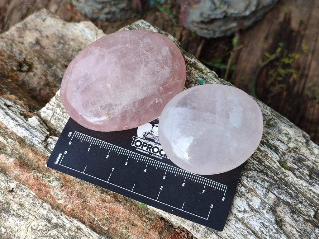 Polished Gemmy Rose Quartz Palm Stones x 24 From Madagascar - Toprock Gemstones and Minerals 