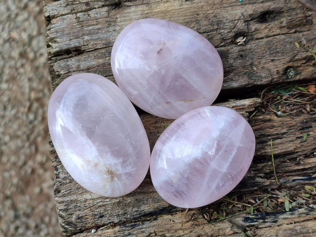Polished Gemmy Rose Quartz Palm Stones x 24 From Madagascar - Toprock Gemstones and Minerals 