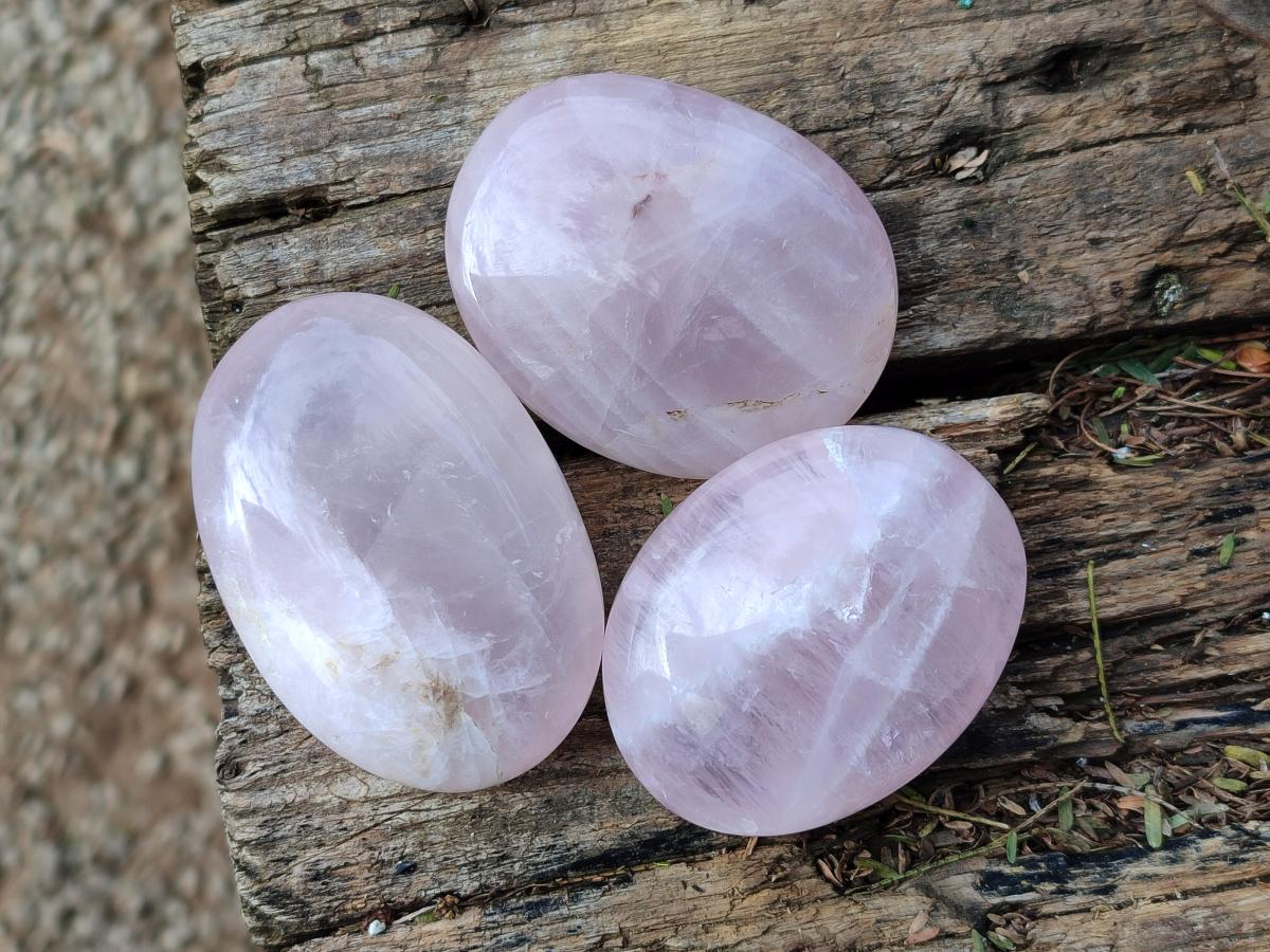 Polished Gemmy Rose Quartz Palm Stones x 24 From Madagascar - Toprock Gemstones and Minerals 