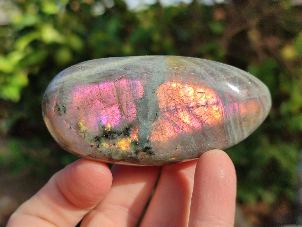 Polished Rare Purple Sunset Flash Labradorite Palm Stones x 12 From Madagascar - Toprock Gemstones and Minerals 
