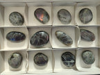 Polished Rare Purple Sunset Flash Labradorite Palm Stones x 12 From Madagascar - Toprock Gemstones and Minerals 