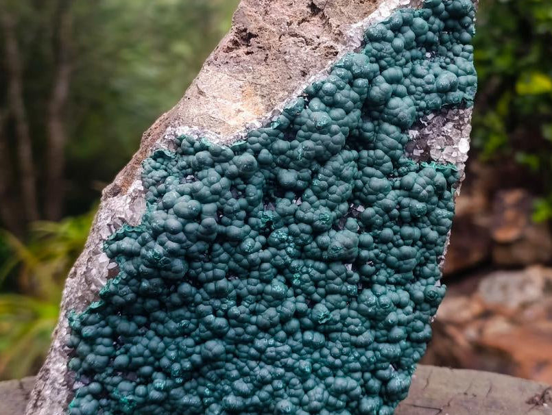 Natural Large Cabinet Ball Malachite on Quartz and Dolomite Matrix x 1 From Mindingi Mine, Congo - Toprock Gemstones and Minerals 