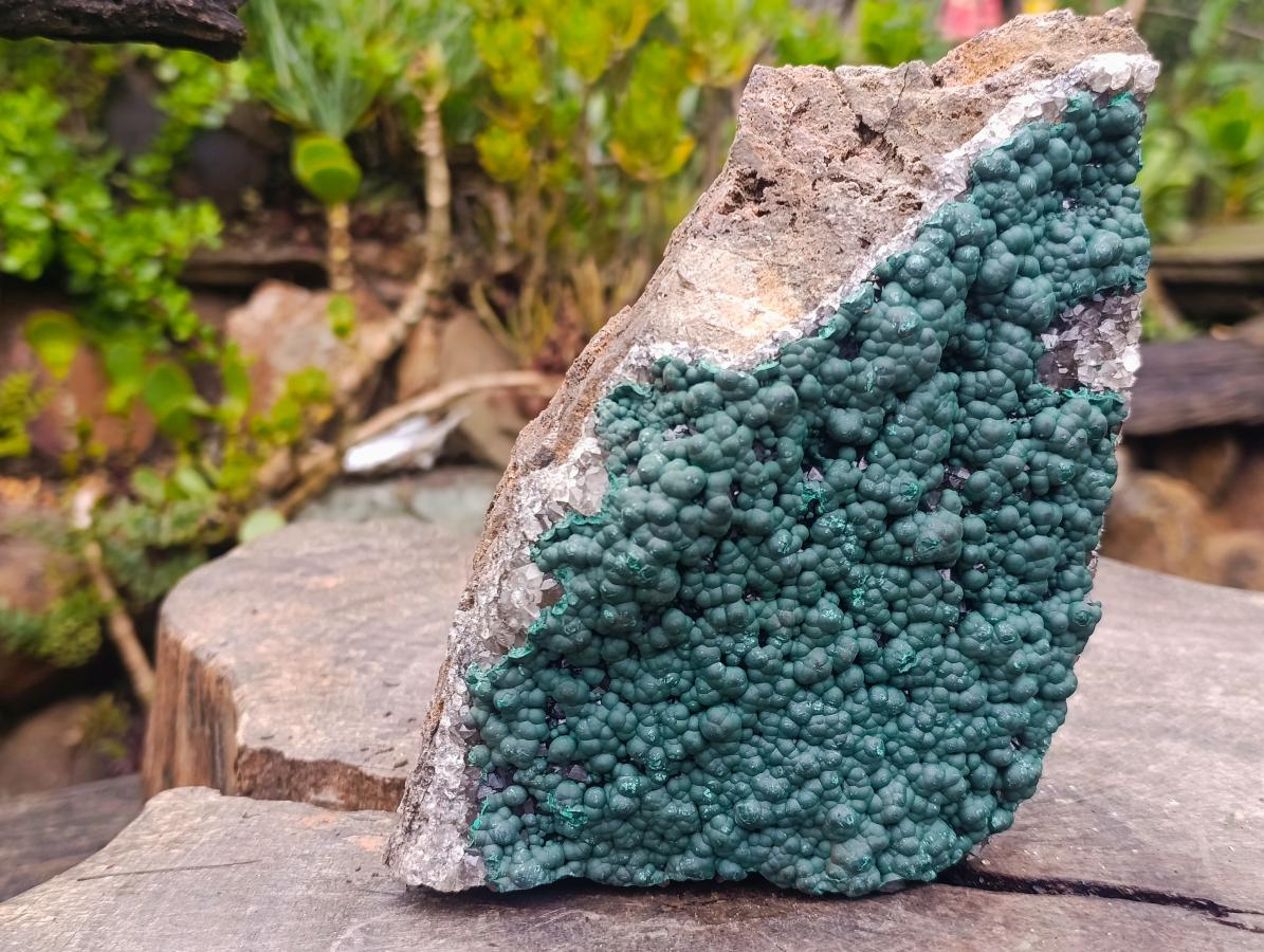 Natural Large Cabinet Ball Malachite on Quartz and Dolomite Matrix x 1 From Mindingi Mine, Congo - Toprock Gemstones and Minerals 