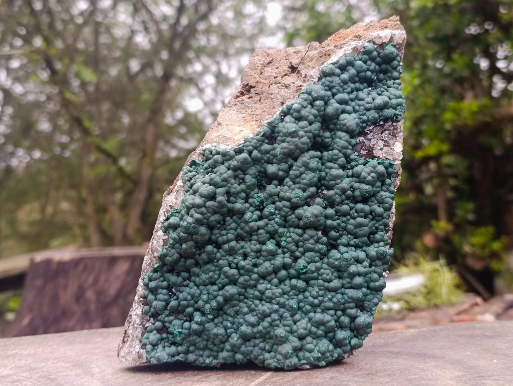 Natural Large Cabinet Ball Malachite on Quartz and Dolomite Matrix x 1 From Mindingi Mine, Congo - Toprock Gemstones and Minerals 
