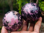Polished Rhodonite Gemstone Spheres x 4 From Ambindavato, Madagascar - Toprock Gemstones and Minerals 