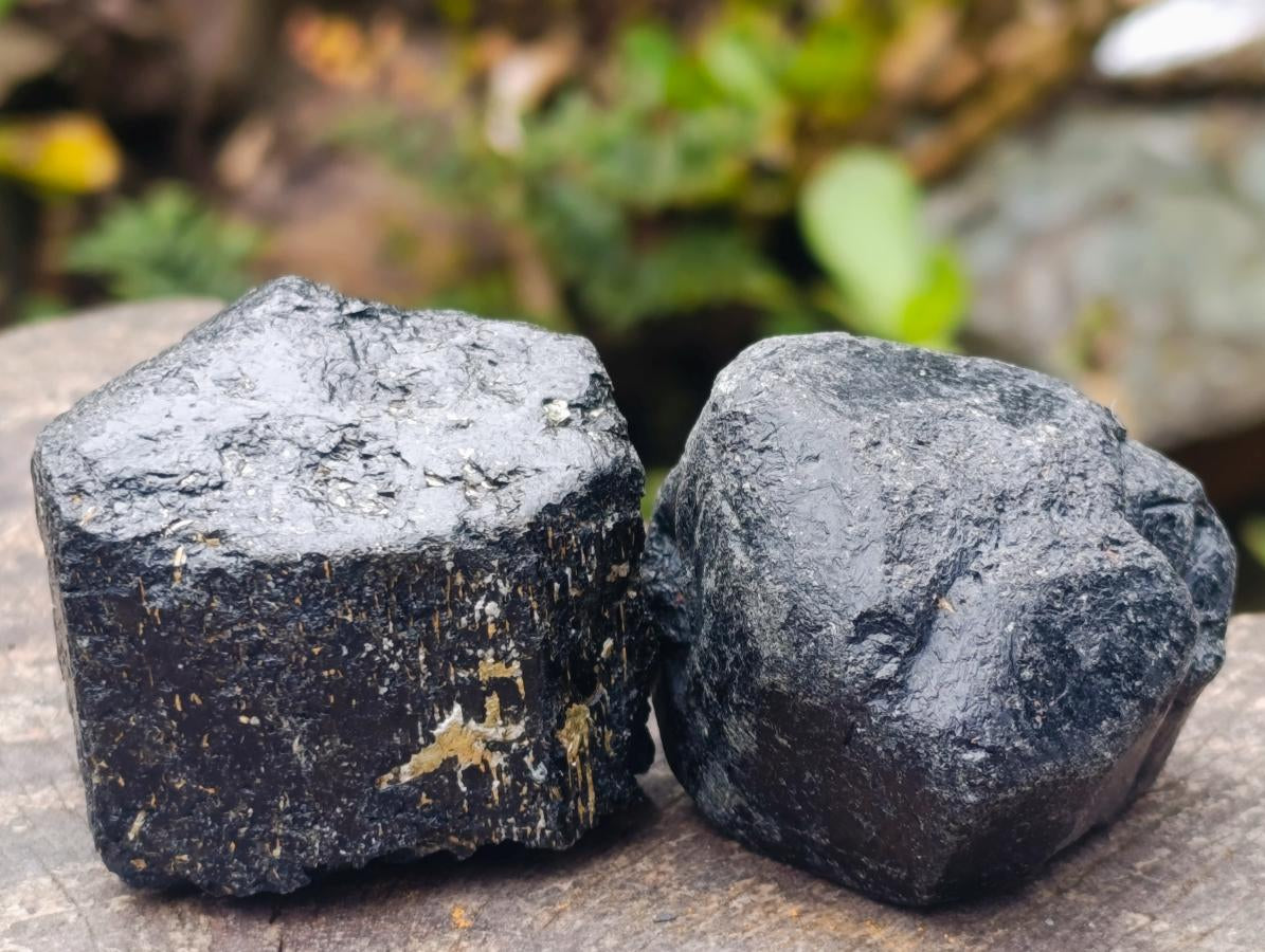 Natural Alluvial Schorl Black Tourmaline Crystal Specimens x 12 From Zimbabwe - Toprock Gemstones and Minerals 
