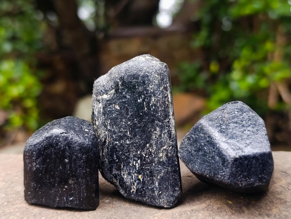 Natural Alluvial Schorl Black Tourmaline Crystal Specimens x 12 From Zimbabwe - Toprock Gemstones and Minerals 