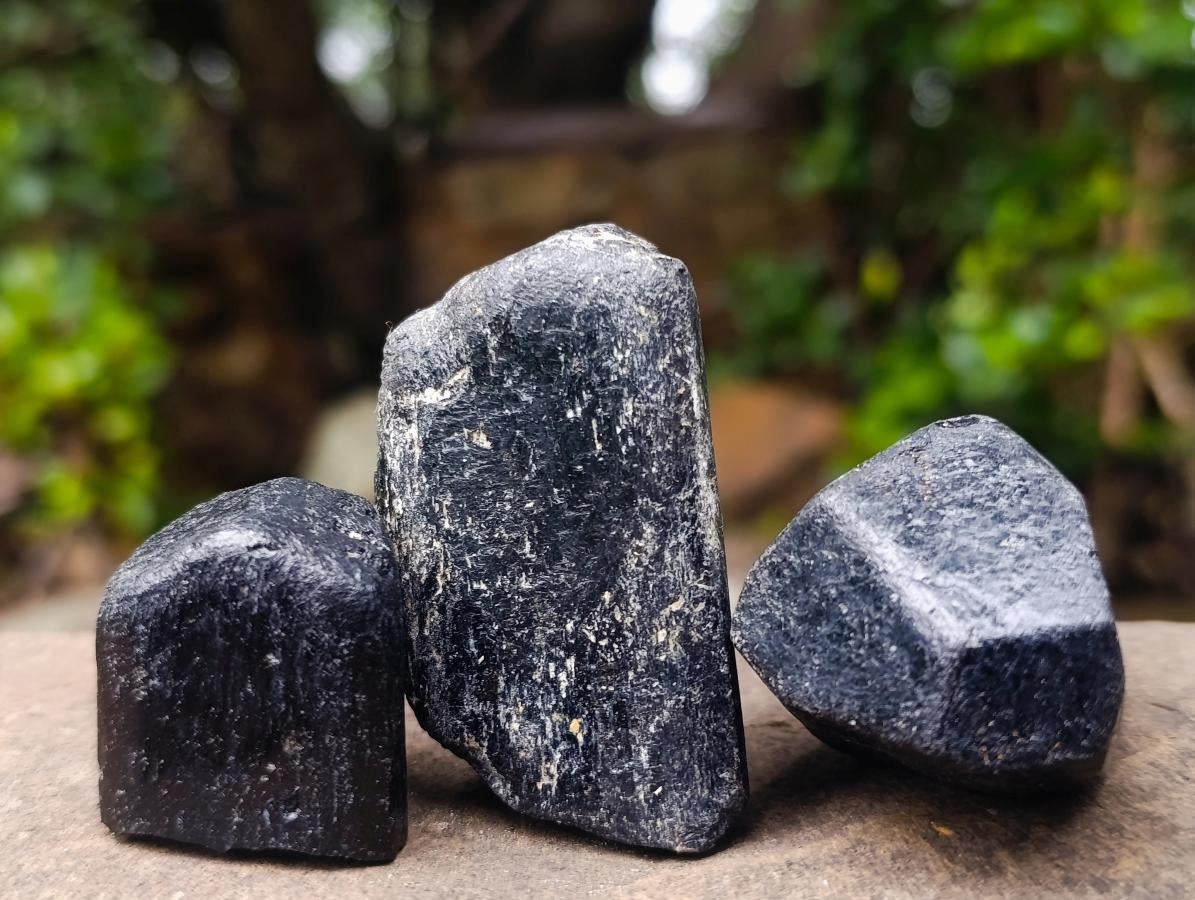 Natural Alluvial Schorl Black Tourmaline Crystal Specimens x 12 From Zimbabwe - Toprock Gemstones and Minerals 