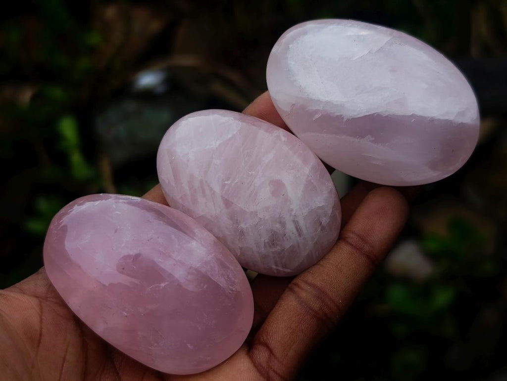 Polished Gemmy Rose Quartz Palm Stones x 24 From Madagascar - Toprock Gemstones and Minerals 