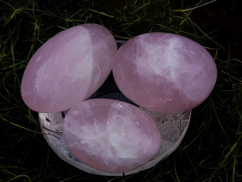 Polished Gemmy Rose Quartz Palm Stones x 24 From Madagascar - Toprock Gemstones and Minerals 