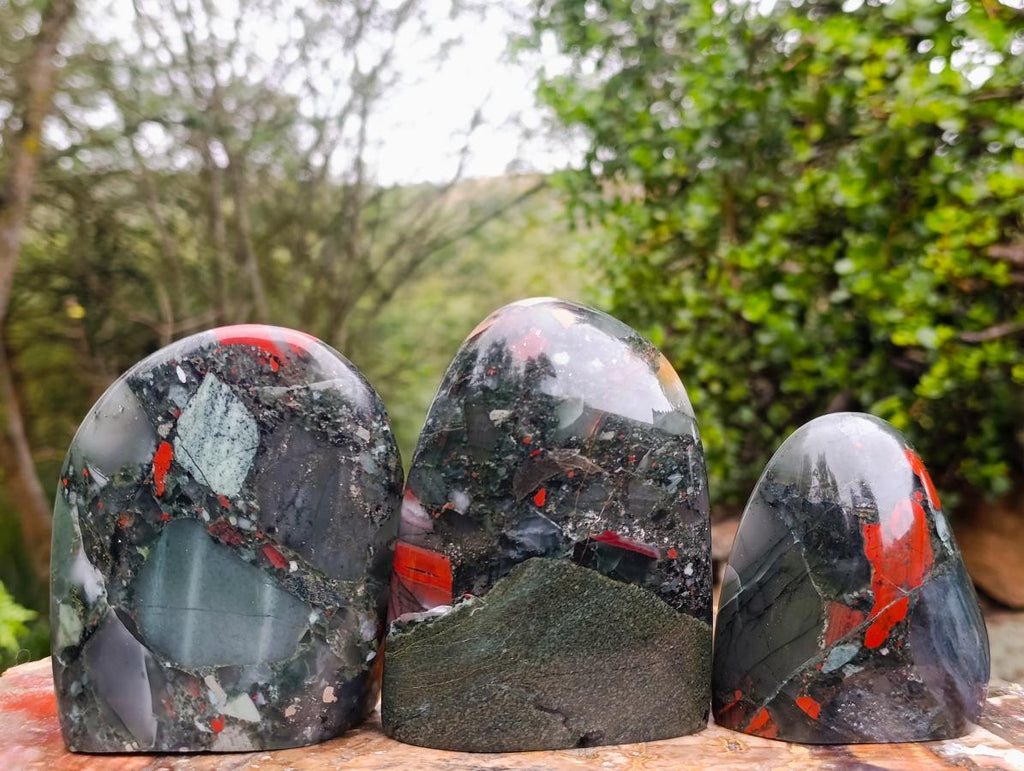 Polished Bloodstone Standing Display Pieces x 3 From Swaziland - Toprock Gemstones and Minerals 