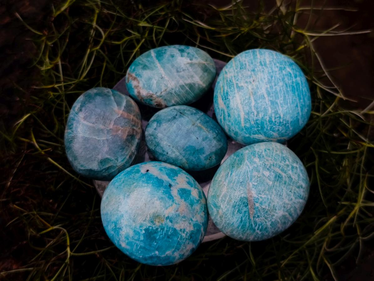 Polished Amazonite Palm Stones x 19 From Madagascar - Toprock Gemstones and Minerals 